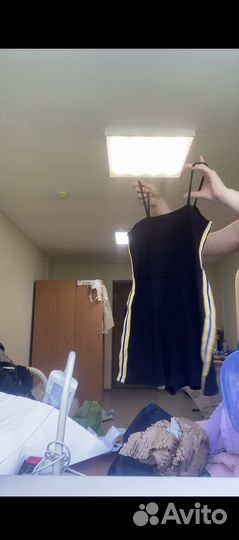 Летний комбинезон на лямках в желтую полоску