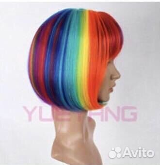 Парик каре радуга разноцветный