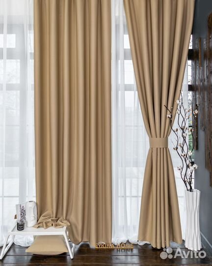 Шторы блэкаут амадео песок новые пошив