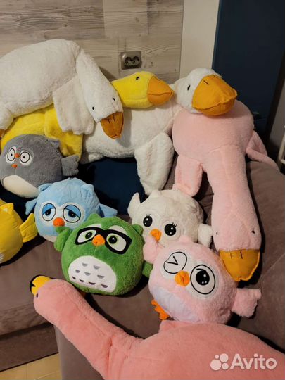 Гусь, сова с пледом, фламинго