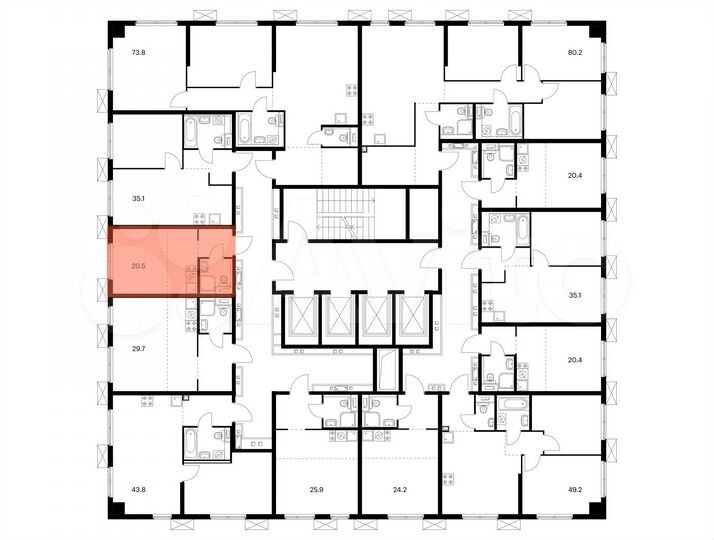 Квартира-студия, 20,5 м², 22/33 эт.
