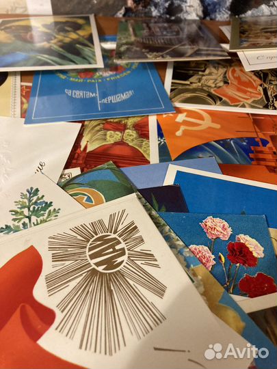 Открытки 1 мая, цветы, 9 мая 70-х