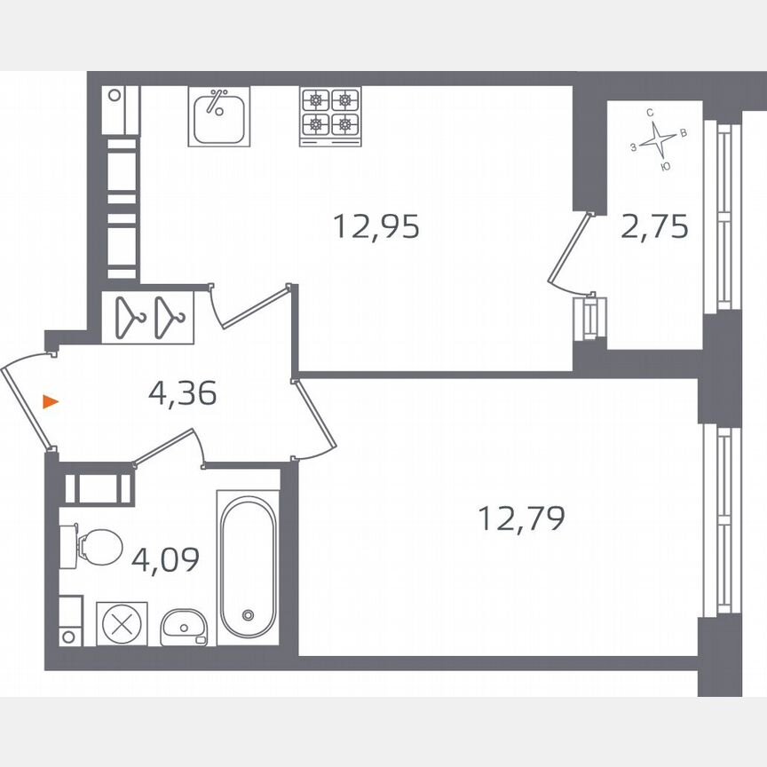 1-к. квартира, 35,6 м², 15/17 эт.