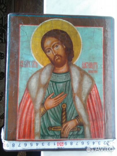 Икона Александр Невский Живопись.Подарок