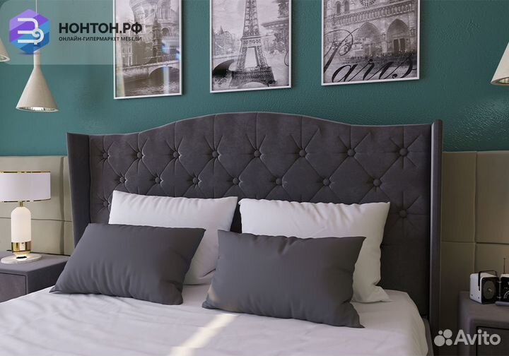 Кровать Флоренция велюр серый