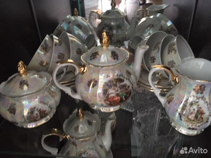 Чайно кофейный сервиз гдр с позолотой