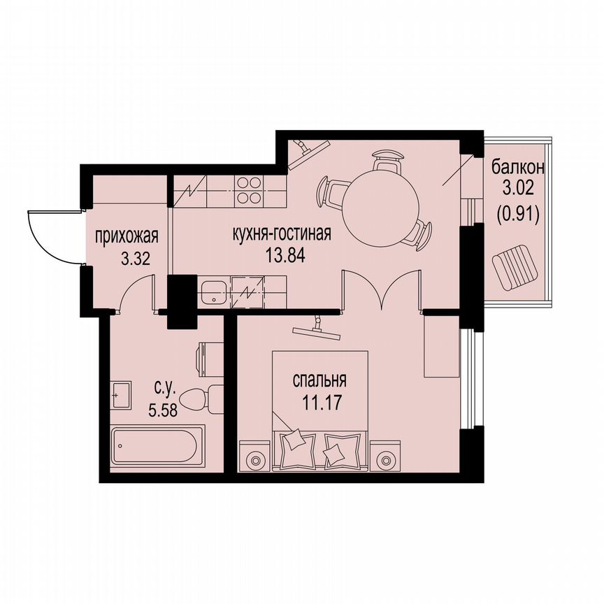 1-к. квартира, 34,8 м², 7/12 эт.