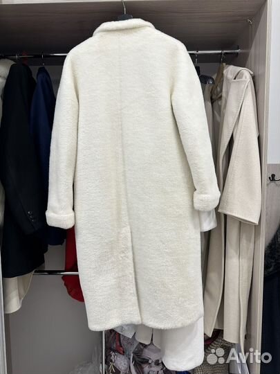 Шуба из эко меха белая