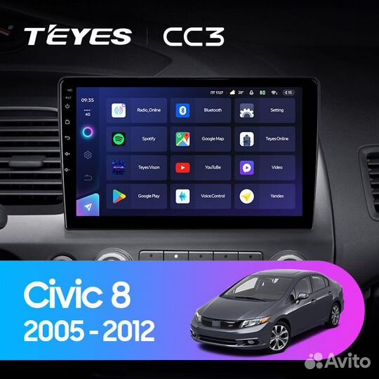 Магнитола Teyes CC3 3/32 для Honda Civic