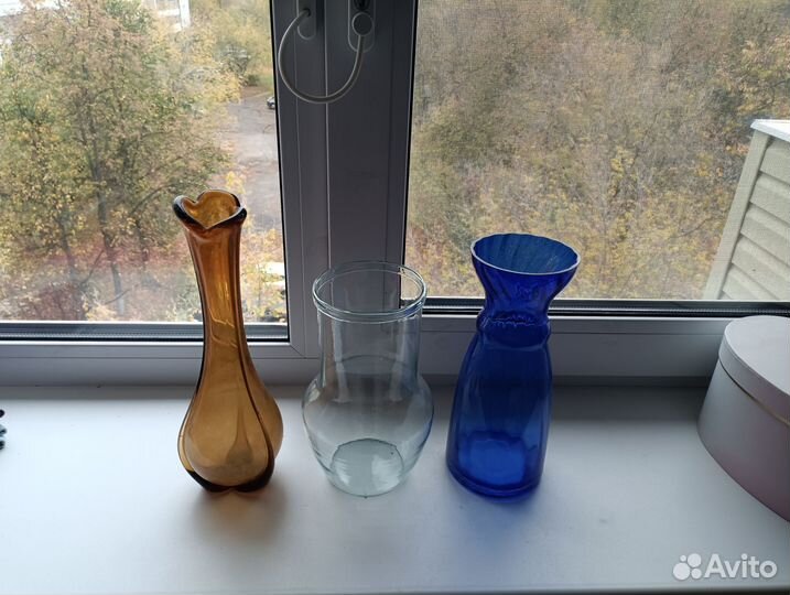 Ваза для цветов цветное стекло СССР