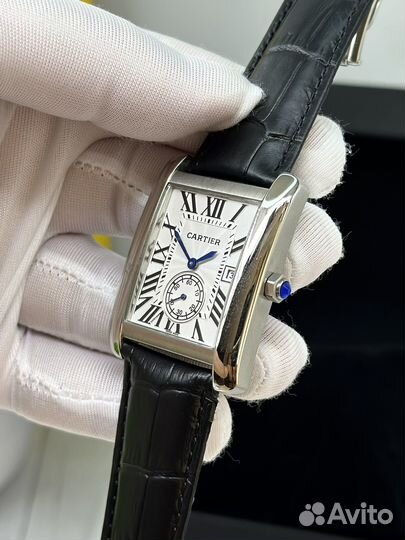 Мужские часы Cartier на кожаном ремешке