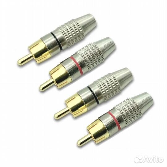 Штекер RCA тюльпан металл, под пайку, кр/черн