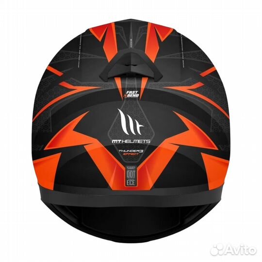 Мотошлем интеграл MT thunder 3 SV effect черно-ор