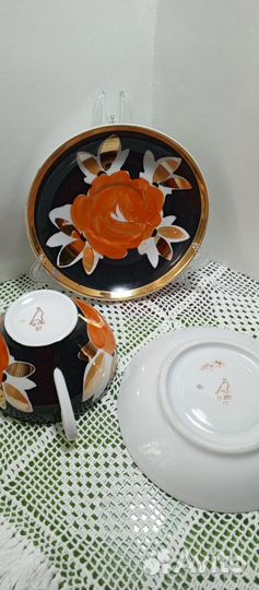 Чайная пара Роза на черном