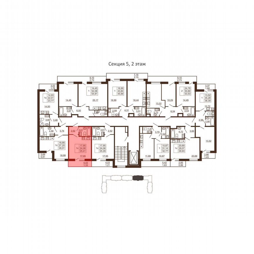 Квартира-студия, 25,4 м², 2/6 эт.