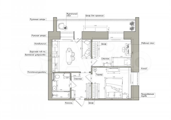2-к. квартира, 53 м², 4/5 эт.
