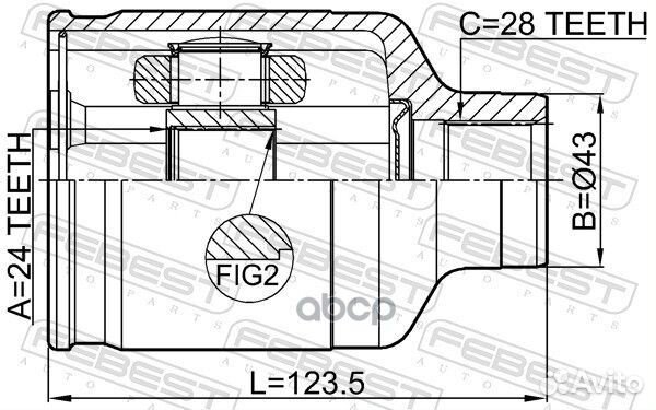 Шрус внутренний правый 24X43X28 подходит для KI