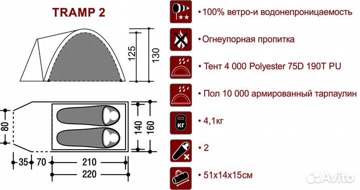 Палатка Indiana Tramp 2 - новые