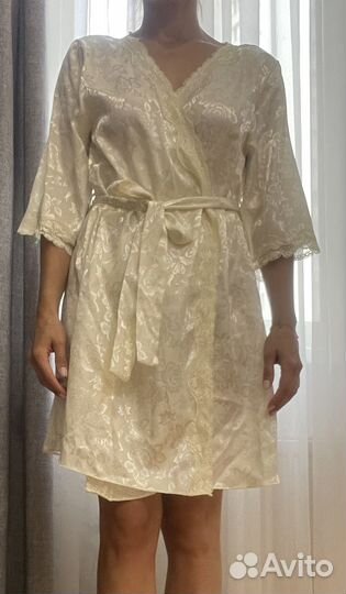 Шелковый комплект: халат и сорочка Mia-mia