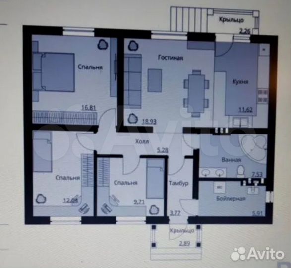 Коттедж 100 м² на участке 10 сот.