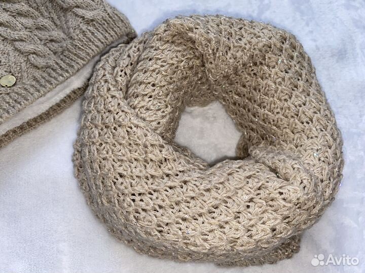 Шапка + снуд женский теплый