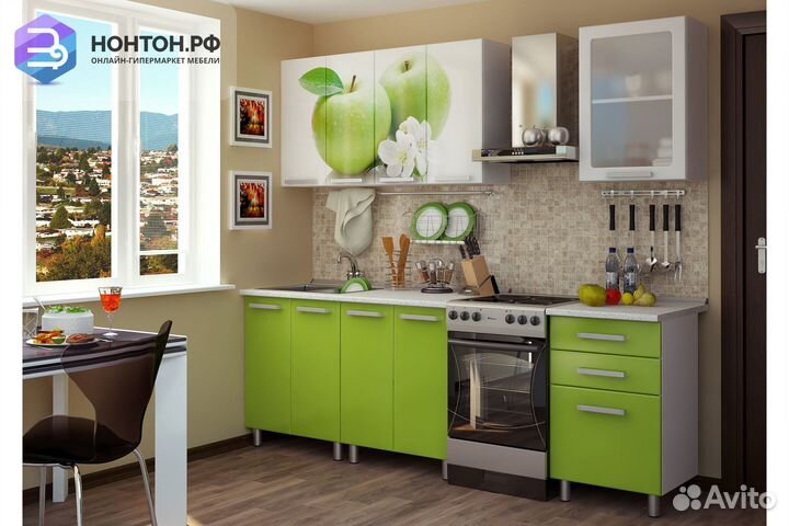 Кухня с фотопечатью Яблоко 1.8 м