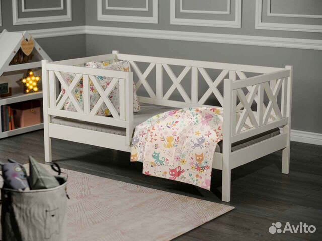 Кроватка высокий борт софа берёза детская