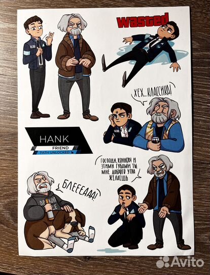 Лист наклеек по игре Detroit: Become Human