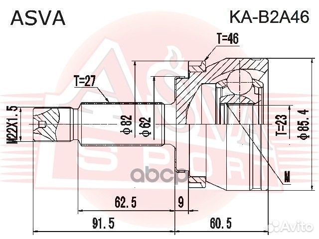 Шрус наружный KAB2A46 KAB2A46 asva