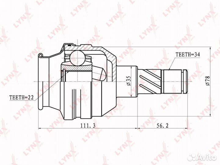Шрус внутренний daewoo Nexia (95-08) chevrolet Lan