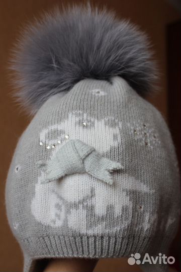 Шапка с помпоном нат. мех