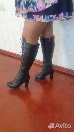 Сапоги кожанные осень весна женские 37