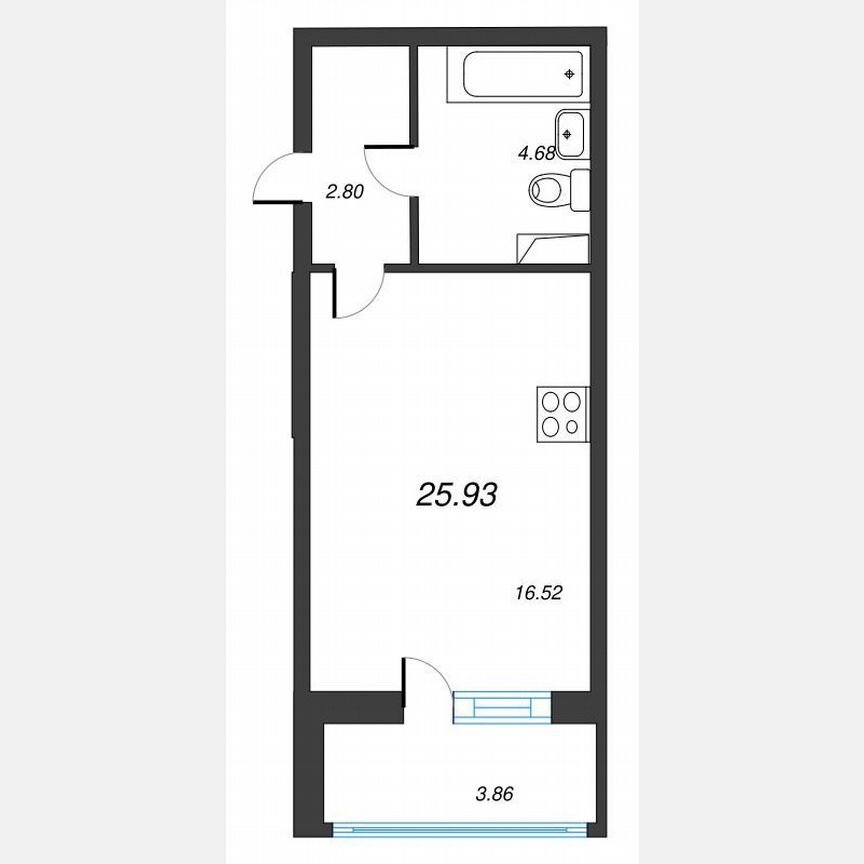 Квартира-студия, 27,9 м², 5/22 эт.