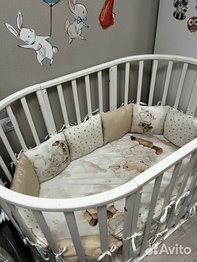 Детская кроватка трансформер с матрасами