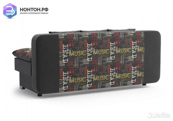 Диван еврокнижка Арвен темно-серый / принт Music G