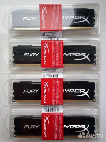 DDR3 8GB 1600MHz HyperX Fury CL10-10-10 новая