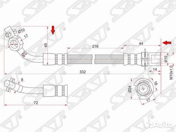 Шланг тормозной передний (Таиланд) toyota land cru