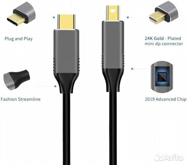 Кабель USB-C to Mini DP