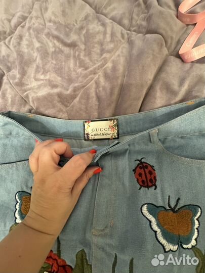 Джинсовая юбка gucci оригинал