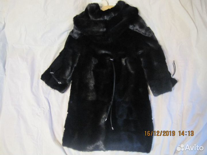 Шуба норковая чёрная с капюшоном