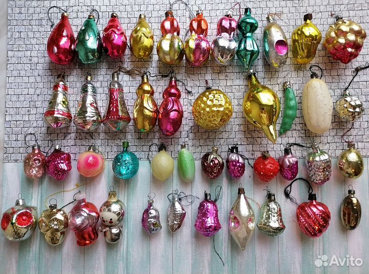 Ёлочные игрушки новогодние стеклянные СССР