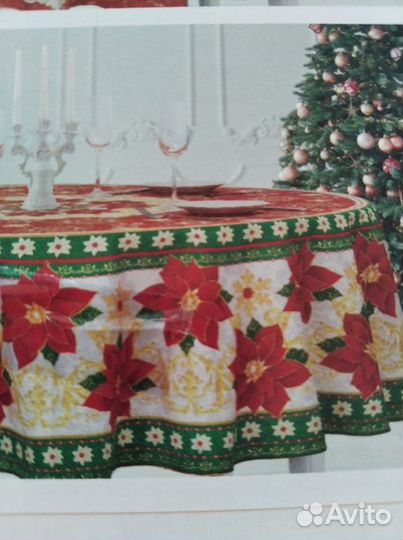 Новогодняя скатерть d220см