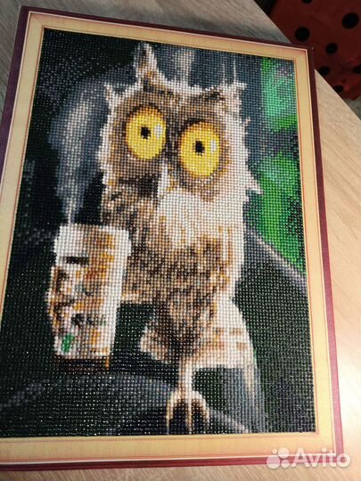 Сова алмазная мозаика готовая работа