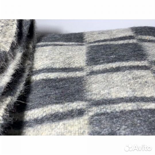Одеяло шерстяное ржд серое в клетку