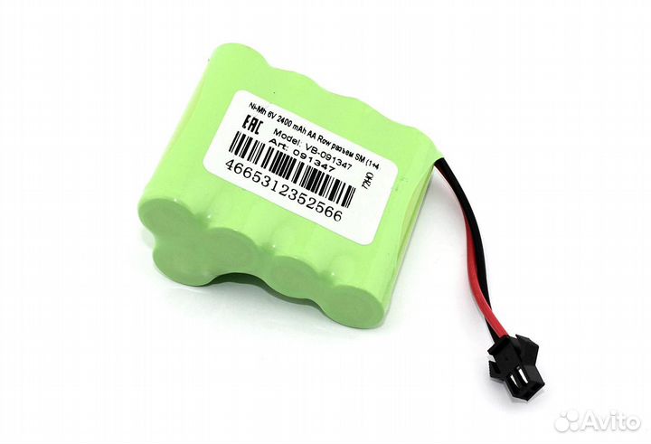 Ni-Mh 6V 2400 mAh AA Row разъем SM (1+4)