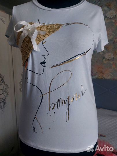 Футболка с аппликацией, производство Италия