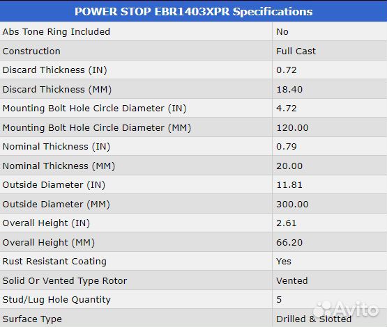 Задний тормозной диск BMW PowerStop 300x20