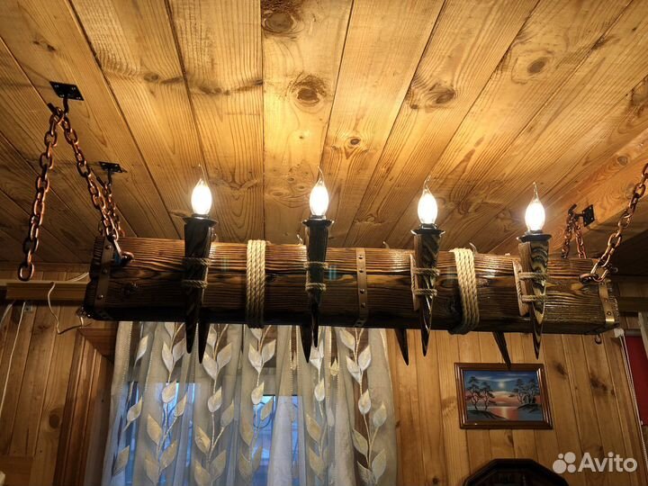 Люстра деревянная под старину