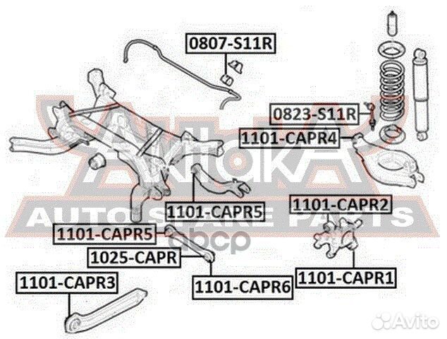 Сайлентблок заднего нижнего рычага 1101-capr4 asva