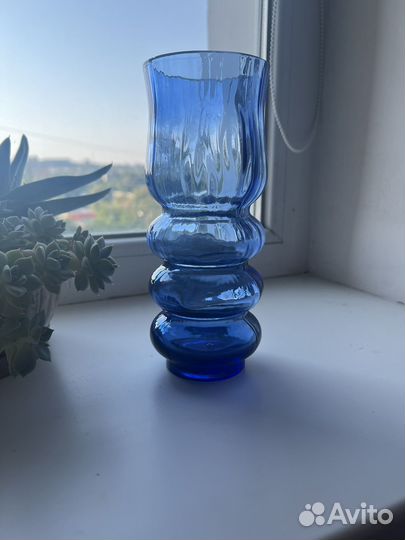 Ваза из синего стекла СССР